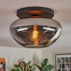 hofstein Mertola Plafonnier, Boule lumineuse Fumé, 1 lumière