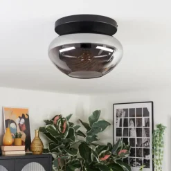 hofstein Mertola Plafonnier, Boule lumineuse Fumé, 1 lumière