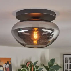 hofstein Mertola Plafonnier, Boule lumineuse Fumé, 1 lumière