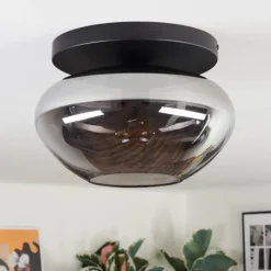 hofstein Mertola Plafonnier, Boule lumineuse Fumé, 1 lumière