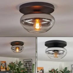 hofstein Mertola Plafonnier, Boule lumineuse Clair, Fumé, 1 lumière