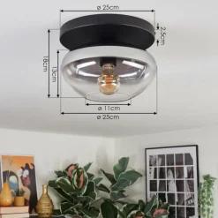 hofstein Mertola Plafonnier, Boule lumineuse Clair, Fumé, 1 lumière