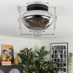 hofstein Mertola Plafonnier, Boule lumineuse Fumé, 1 lumière