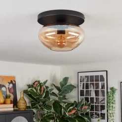 hofstein Mertola Plafonnier, Boule lumineuse Ambre, 1 lumière