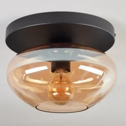 hofstein Mertola Plafonnier, Boule lumineuse Ambre, 1 lumière