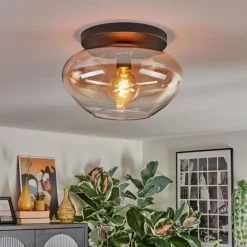 hofstein Mertola Plafonnier, Boule lumineuse Ambre, Clair, 1 lumière