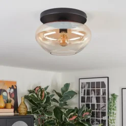 hofstein Mertola Plafonnier, Boule lumineuse Ambre, Clair, 1 lumière