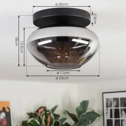 hofstein Mertola Plafonnier, Boule lumineuse Fumé, 1 lumière