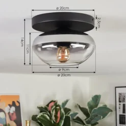 Suspension Verre Fumé-hofstein Mertola Plafonnier, Boule lumineuse Clair, Fumé, 1 lumière