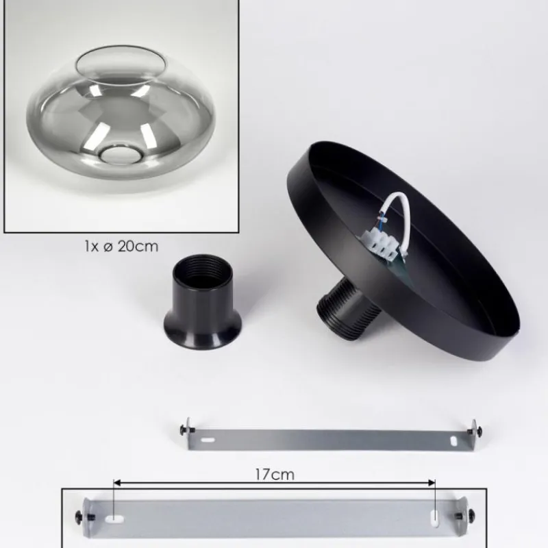 Suspension Verre Fumé-hofstein Mertola Plafonnier, Boule lumineuse Clair, Fumé, 1 lumière