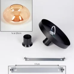 hofstein Mertola Plafonnier, Boule lumineuse Ambre, 1 lumière