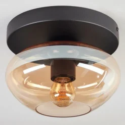 hofstein Mertola Plafonnier, Boule lumineuse Ambre, 1 lumière