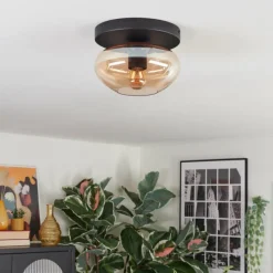 hofstein Mertola Plafonnier, Boule lumineuse Ambre, 1 lumière