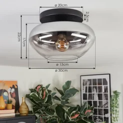 hofstein Mertola Plafonnier, Boule lumineuse Clair, Fumé, 1 lumière