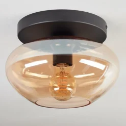 hofstein Mertola Plafonnier, Boule lumineuse Ambre, 1 lumière