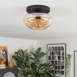 hofstein Mertola Plafonnier, Boule lumineuse Ambre, 1 lumière