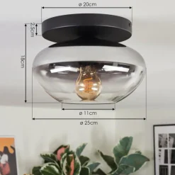 hofstein Mertola Plafonnier, Boule lumineuse Clair, Fumé, 1 lumière