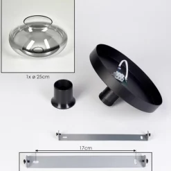 hofstein Mertola Plafonnier, Boule lumineuse Clair, Fumé, 1 lumière