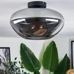 hofstein Mertola Plafonnier Chrome, Clair, Fumé, 1 lumière