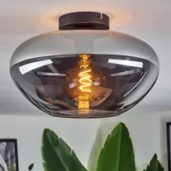 hofstein Mertola Plafonnier Chrome, Clair, Fumé, 1 lumière