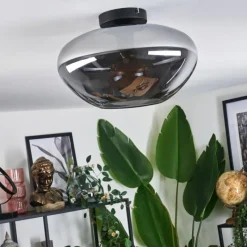 hofstein Mertola Plafonnier Chrome, Clair, Fumé, 1 lumière