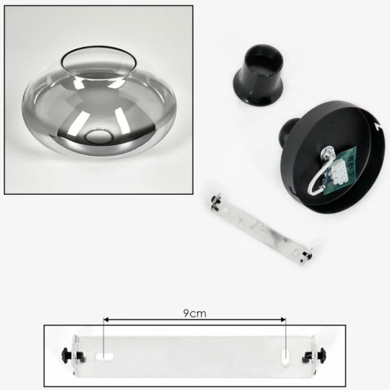 Suspension Verre Fumé-hofstein Mertola Plafonnier Chrome, Fumé, 1 lumière