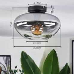 Suspension Verre Fumé-hofstein Mertola Plafonnier Clair, Fumé, 1 lumière