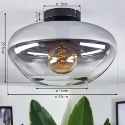 hofstein Mertola Plafonnier Clair, Fumé, 1 lumière