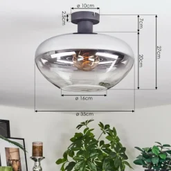 Suspension Verre Fumé-hofstein Mertola Plafonnier Clair, Fumé, 1 lumière