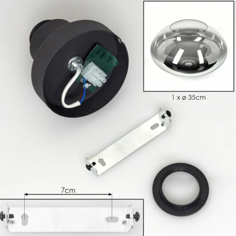 Suspension Verre Fumé-hofstein Mertola Plafonnier Clair, Fumé, 1 lumière
