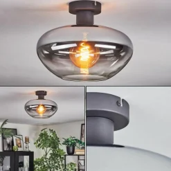 hofstein Mertola Plafonnier Clair, Fumé, 1 lumière