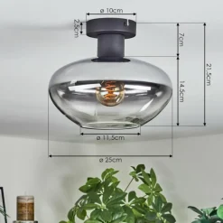 hofstein Mertola Plafonnier Clair, Fumé, 1 lumière