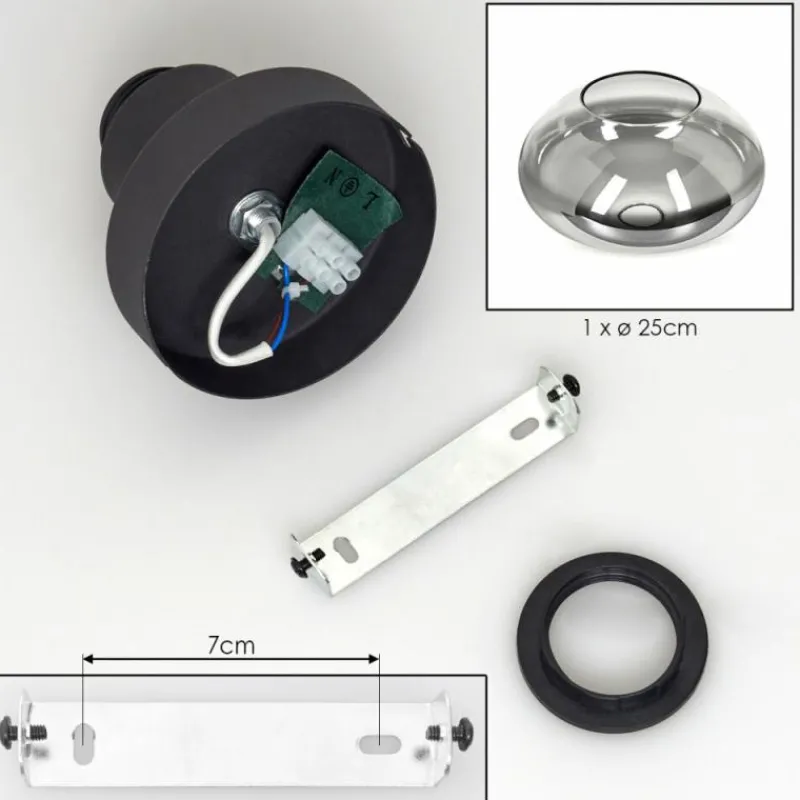 hofstein Mertola Plafonnier Clair, Fumé, 1 lumière