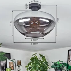 hofstein Mertola Plafonnier Fumé, 1 lumière