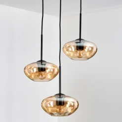 hofstein Mertola Suspension, Boule lumineuse Noir, 3 lumières