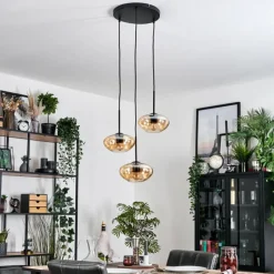 hofstein Mertola Suspension, Boule lumineuse Noir, 3 lumières