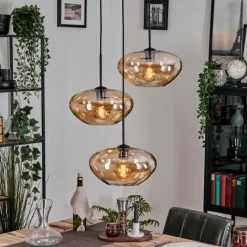 hofstein Mertola Suspension, Boule lumineuse Noir, 3 lumières