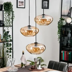 hofstein Mertola Suspension, Boule lumineuse Noir, 3 lumières