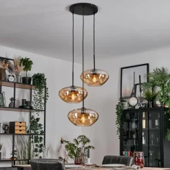 hofstein Mertola Suspension, Boule lumineuse Noir, 3 lumières