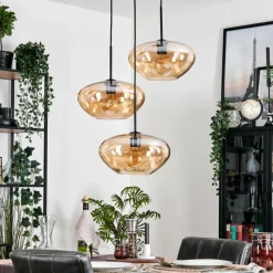 hofstein Mertola Suspension, Boule lumineuse Noir, 3 lumières