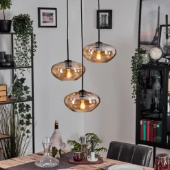 hofstein Mertola Suspension, Boule lumineuse Noir, 3 lumières