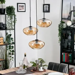 hofstein Mertola Suspension, Boule lumineuse Noir, 3 lumières