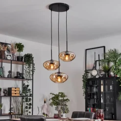 hofstein Mertola Suspension, Boule lumineuse Noir, 3 lumières