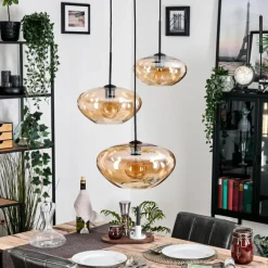 hofstein Mertola Suspension, Boule lumineuse Noir, 3 lumières