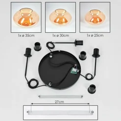 hofstein Mertola Suspension, Boule lumineuse Noir, 3 lumières