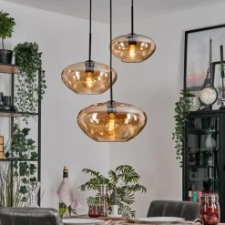 hofstein Mertola Suspension, Boule lumineuse Noir, 3 lumières