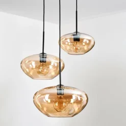 hofstein Mertola Suspension, Boule lumineuse Noir, 3 lumières
