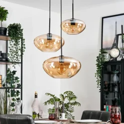 hofstein Mertola Suspension, Boule lumineuse Noir, 3 lumières