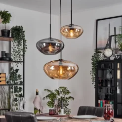 hofstein Mertola Suspension, Boule lumineuse Noir, 3 lumières