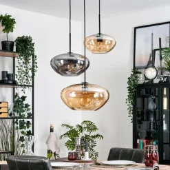 hofstein Mertola Suspension, Boule lumineuse Noir, 3 lumières